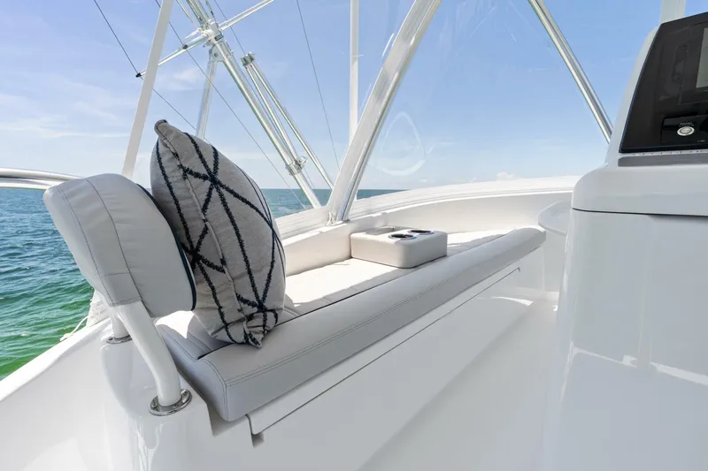 New Viking 46 Billfish Yacht Photos Pics Luxurious seating on 2026 Viking 46 Billfish yacht with ocean view.