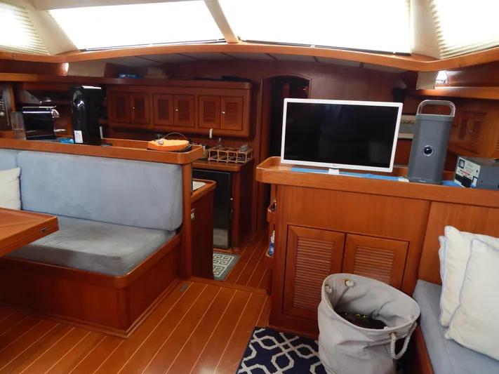 Deep Blue Yacht Photos Pics Interior of a 2002 Northwind sailing yacht with wooden furnishings.