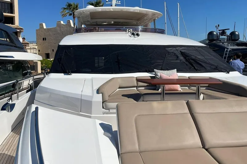 Mira Yacht Photos Pics 2013 Princess 98 Motor Yacht with spacious deck and seating area.