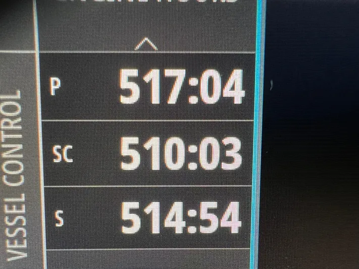 Perseverance Yacht Photos Pics Display screen showing vessel control hours for Fountain 39 NX, 2019 model.
