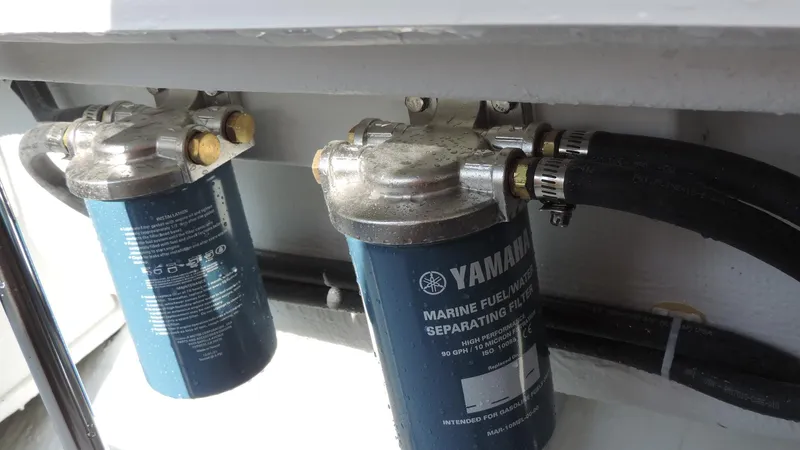 Yacht Photos Pics Yamaha marine fuel filters on 2024 NorthCoast 285HT boat, ensuring optimal engine performance.
