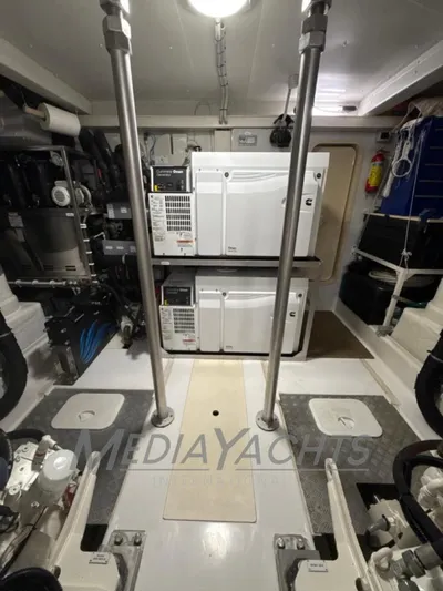  Yacht Photos Pics Engine room of 2019 Azimut Fly 72 yacht with generators and equipment.
