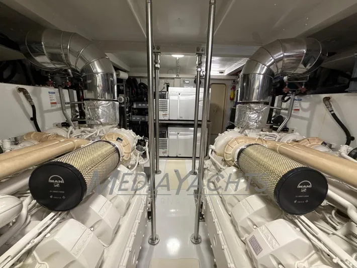  Yacht Photos Pics Engine room of 2019 Azimut Fly 72 yacht with dual MAN engines.
