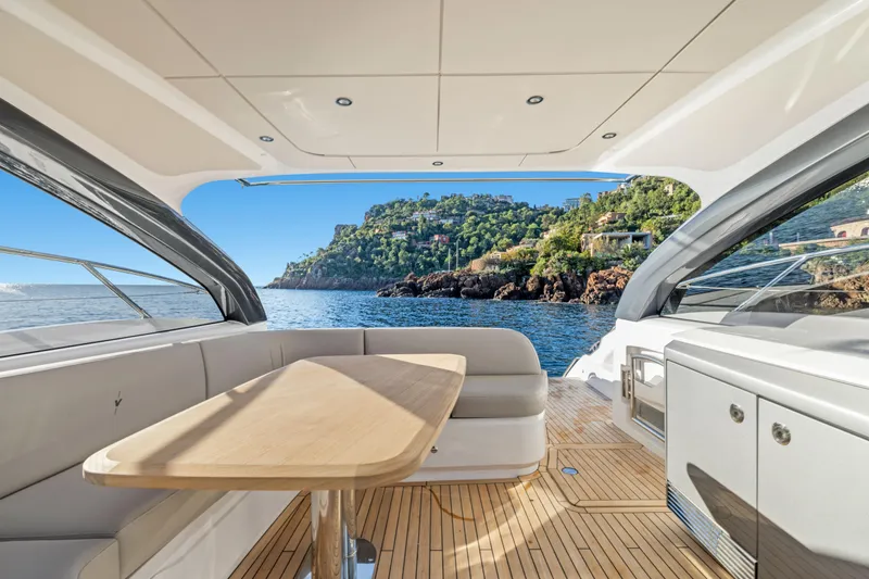 V50 Open Yacht Photos Pics Luxurious 2026 Princess V50 Open yacht interior with scenic ocean view.