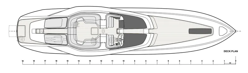  Yacht Photos Pics Top view deck plan of Custom RK18 yacht, 2025 model.