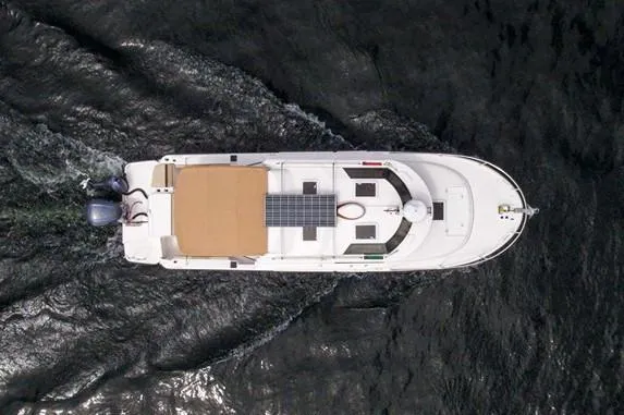 Chestnuts Yacht Photos Pics Aerial view of 2020 Ranger Tugs R-27 boat cruising on water.