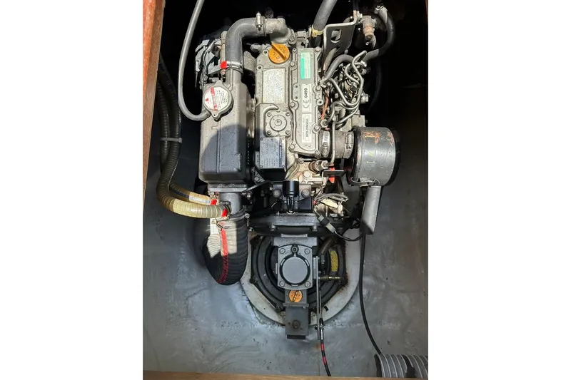 Alice Yacht Photos Pics Engine of a 2015 Lagoon 380 S2 catamaran, detailed view.