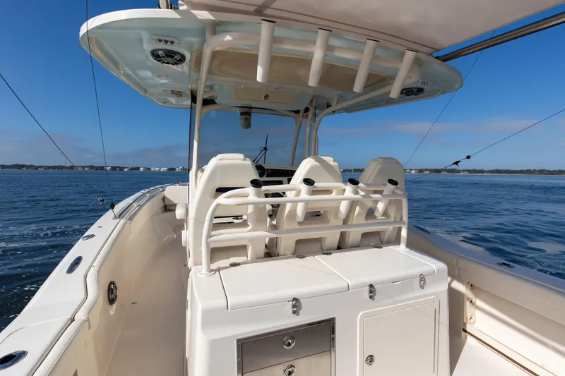 No Name Yacht Photos Pics 2022 Grady-White 326 CANYON boat interior on open water.