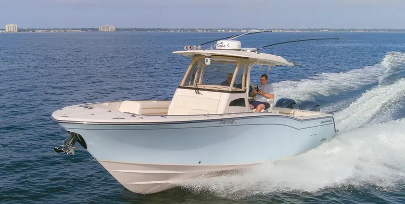 No Name Yacht Photos Pics 2022 Grady-White 326 CANYON boat cruising on open water.