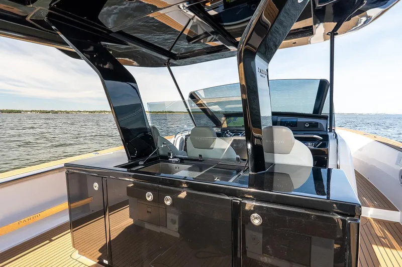  Yacht Photos Pics 2023 Pardo Yachts 43 interior with sleek design and modern amenities on open water.
