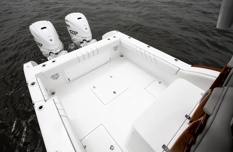  Yacht Photos Pics 2025 Buddy Davis 34 Center Console boat with twin engines on open water.