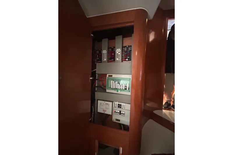  Yacht Photos Pics Electrical panel inside a 2012 Beneteau Gran Turismo 44 yacht.