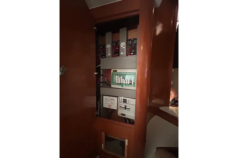  Yacht Photos Pics Electrical panel inside a 2012 Beneteau Gran Turismo 44 yacht.