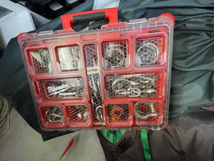  Yacht Photos Pics Milwaukee Packout tool organizer with assorted tools on Island Packet 380, 2002 model.