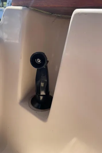  Yacht Photos Pics Close-up of a 2002 Island Packet 380 boat fitting detail.