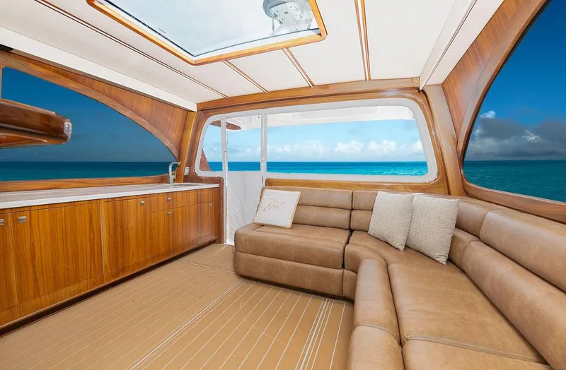 Jet Stream Yacht Photos Pics Luxurious interior of 2018 Spencer Yachts Jet Boat with ocean view.