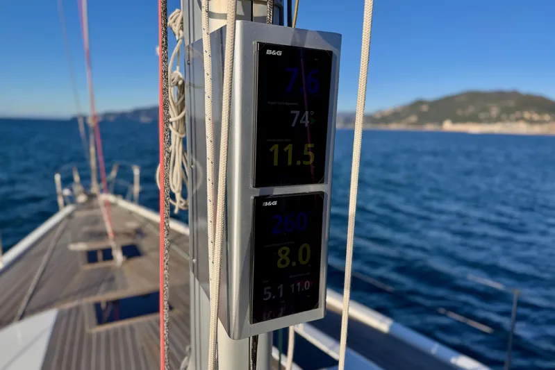  Yacht Photos Pics Italia Yachts 15.98 sailing with B&G instruments, 2021 model, on open sea.