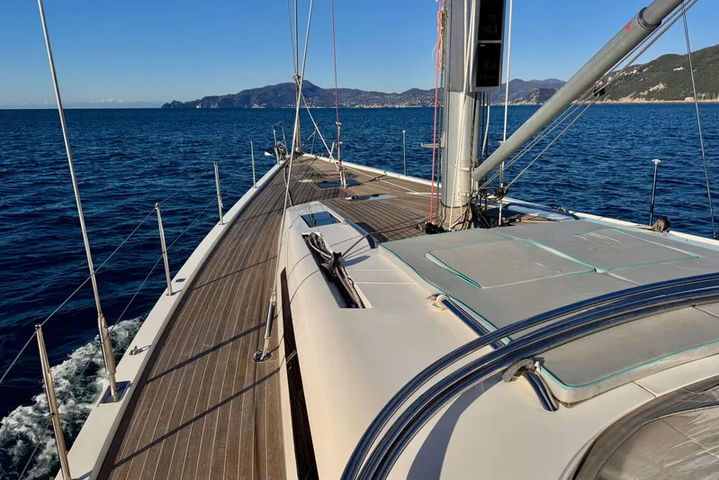  Yacht Photos Pics Italia Yachts 15.98 sailing on open sea, 2021 model, with scenic coastal backdrop.