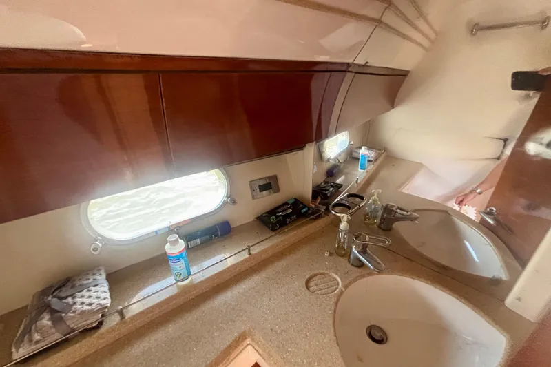 Yacht Photos Pics Luxurious bathroom interior of 2004 Viking Princess 61 Fly Bridge yacht.