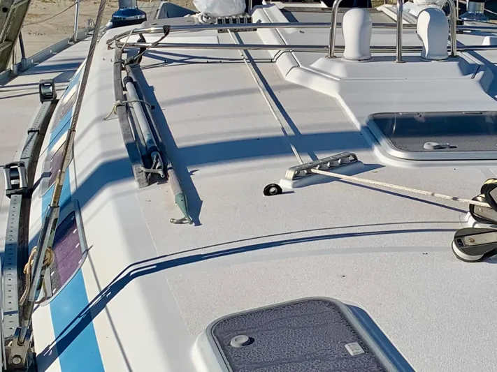 Cavallino Yacht Photos Pics Deck of 2000 Grand Soleil 46.3 sailboat with rigging and hatches visible.