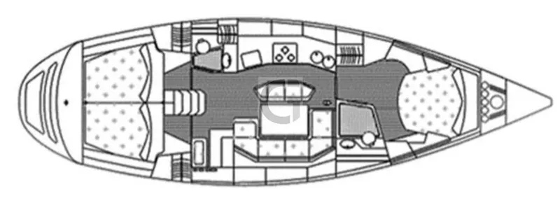 Cavallino Yacht Photos Pics Floor plan of a 2000 Grand Soleil 46.3 sailboat, showing cabin and interior layout.
