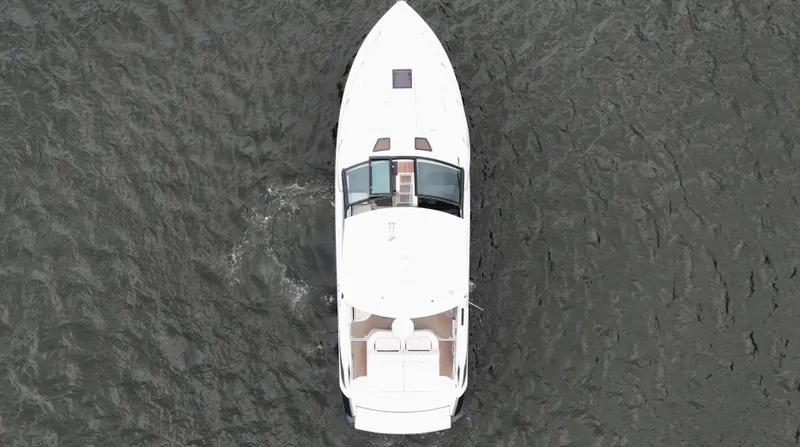  Yacht Photos Pics Aerial view of 2015 Cobalt A40 boat on water.