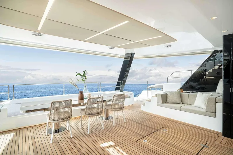  Yacht Photos Pics Luxurious deck of 2026 Sunreef 70 Sunreef Power yacht with ocean view.