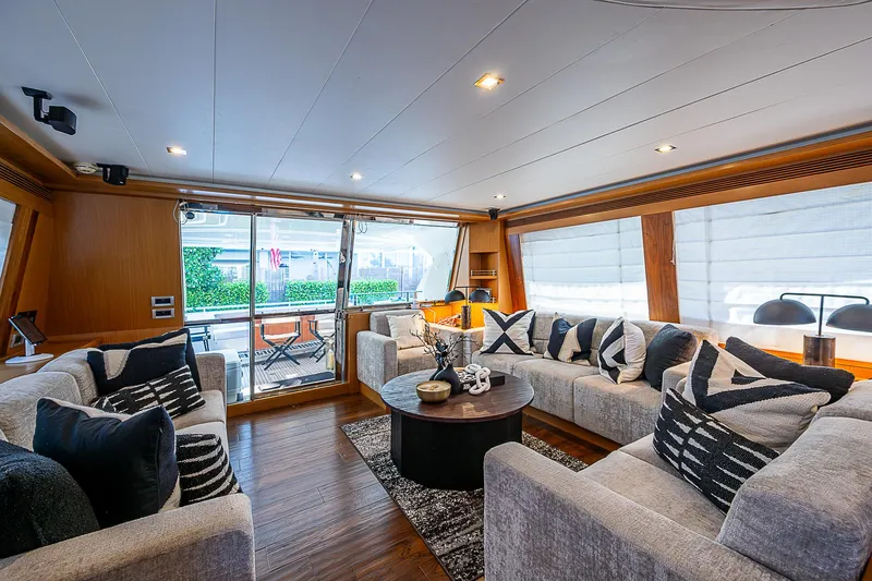 Twe11ve Yacht Photos Pics Luxurious interior of 2009 Ferretti Yachts 780 MY with elegant seating and decor.