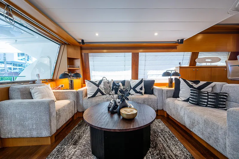 Twe11ve Yacht Photos Pics Luxurious 2009 Ferretti Yachts 780 MY interior with elegant seating and modern decor.