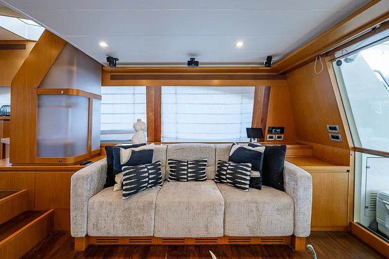 Twe11ve Yacht Photos Pics Luxurious interior of 2009 Ferretti Yachts 780 MY with plush sofa and modern design.