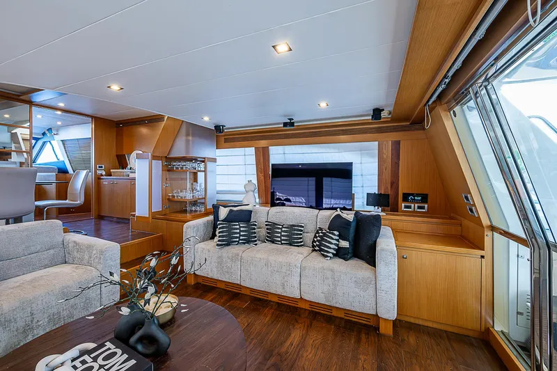 Twe11ve Yacht Photos Pics Luxurious interior of 2009 Ferretti Yachts 780 MY with modern furnishings and elegant design.