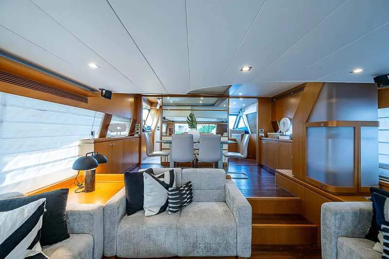 Twe11ve Yacht Photos Pics Luxurious interior of 2009 Ferretti Yachts 780 MY with modern furnishings and elegant design.