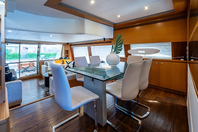 Twe11ve Yacht Photos Pics Luxurious interior of 2009 Ferretti Yachts 780 MY with elegant dining area.