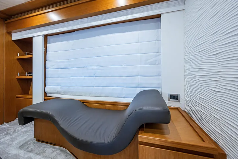 Twe11ve Yacht Photos Pics Luxurious interior of 2009 Ferretti Yachts 780 MY with modern seating and elegant wood finishes.