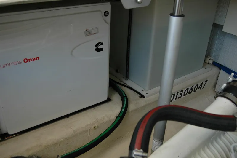 Double D Yacht Photos Pics Engine room of 2014 Back Cove 37 with Cummins Onan generator.