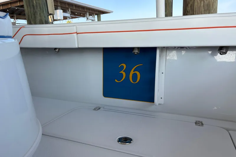  Yacht Photos Pics 2024 Yellowfin 36 Offshore boat interior with number 36 displayed.