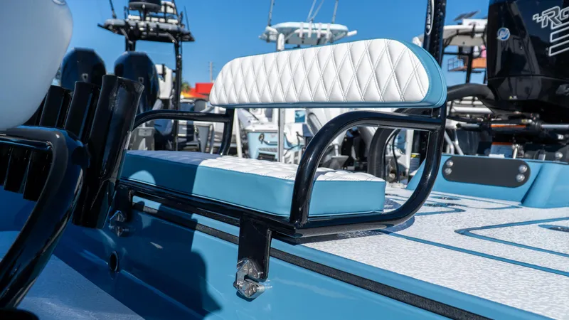  Yacht Photos Pics 2025 SCB S22 boat with cushioned seating and sleek design.