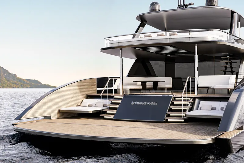  Yacht Photos Pics Luxury Sunreef 88 ULTIMA yacht, 2026 model, featuring sleek design and spacious deck.