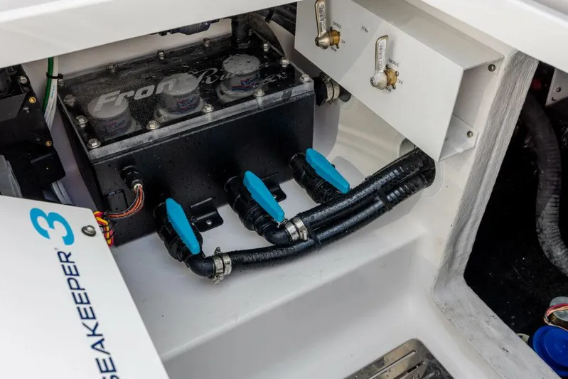  Yacht Photos Pics Engine compartment of 2026 Front Runner 39 Center Console with Seakeeper 3 system.