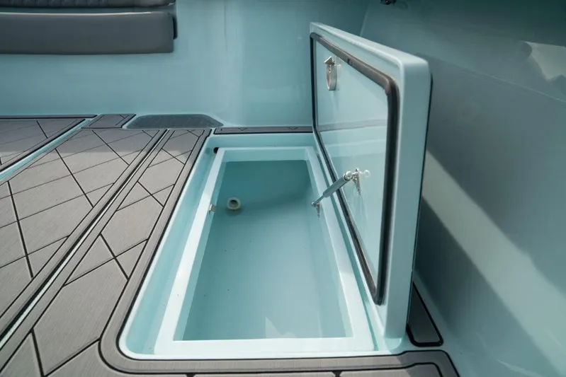  Yacht Photos Pics Open storage compartment on 2026 Front Runner 39 Center Console boat.