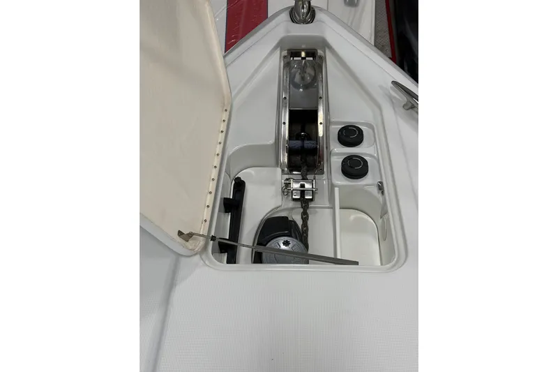  Yacht Photos Pics 2004 Formula 34 Performance Cruiser anchor locker with chain and winch system.