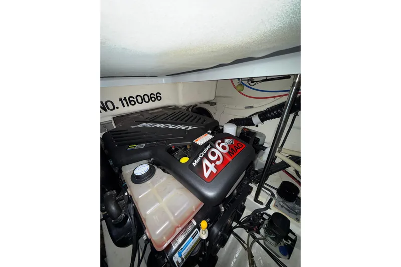  Yacht Photos Pics Engine compartment of a 2004 Formula 34 Performance Cruiser with Mercury 496 MAG engine.