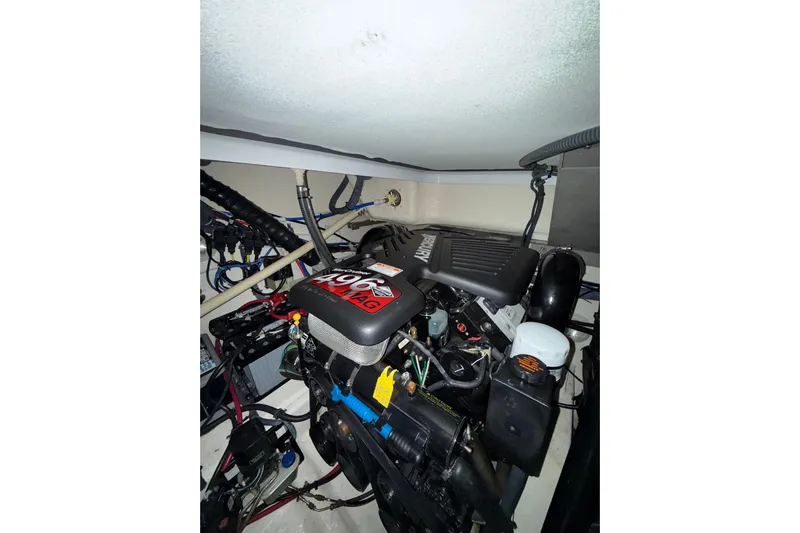 Yacht Photos Pics Engine compartment of 2004 Formula 34 Performance Cruiser with MerCruiser 496 MAG engine.