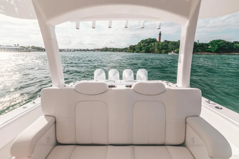  Yacht Photos Pics Luxury 2021 HCB 42 Lujo boat interior with scenic water view.