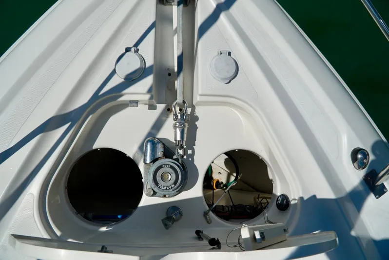 Kaizen Yacht Photos Pics 2007 Cruisers Yachts 560 Express anchor locker and windlass system.