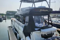 2023 Cranchi F 52 yacht docked at marina, featuring sleek design and modern amenities.