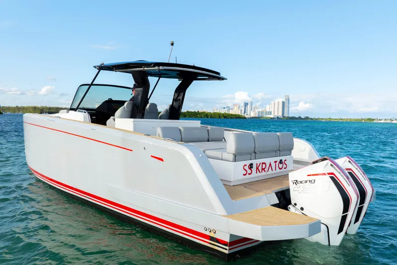  Yacht Photos Pics 2021 Pardo Yachts 38 on water, featuring sleek design and powerful engines.