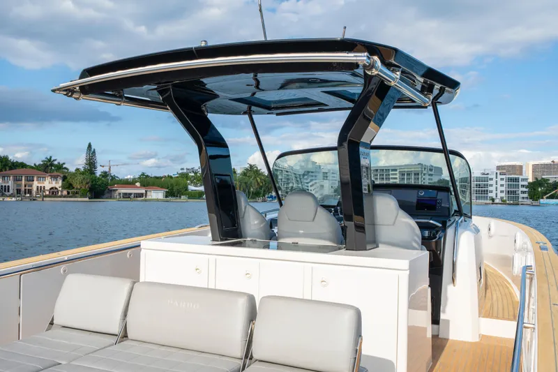  Yacht Photos Pics 2021 Pardo Yachts 38 on water, featuring sleek design and modern helm.
