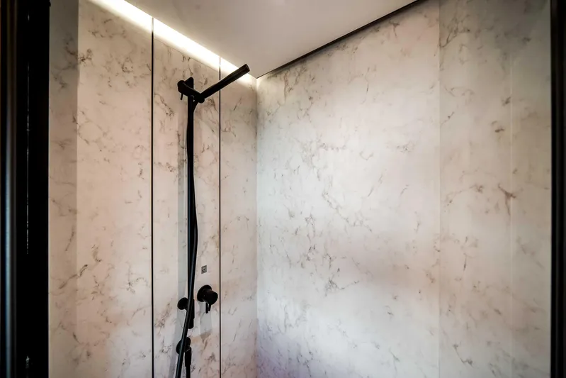  Yacht Photos Pics Luxurious marble shower interior in 2025 Azimut S8 yacht.