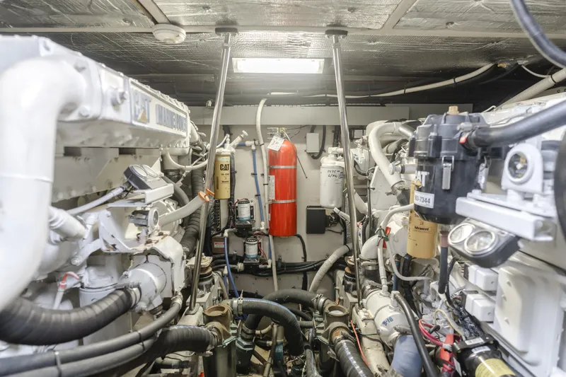 Ranger Yacht Photos Pics Engine room of 2000 Sea Ray 540 Sundancer yacht, showcasing machinery and equipment.